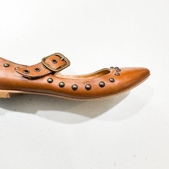 Sundance Studded Gotham Flats Brown Leather Pointy Toe Size 38 Italy 8 - Picture 5 of 5